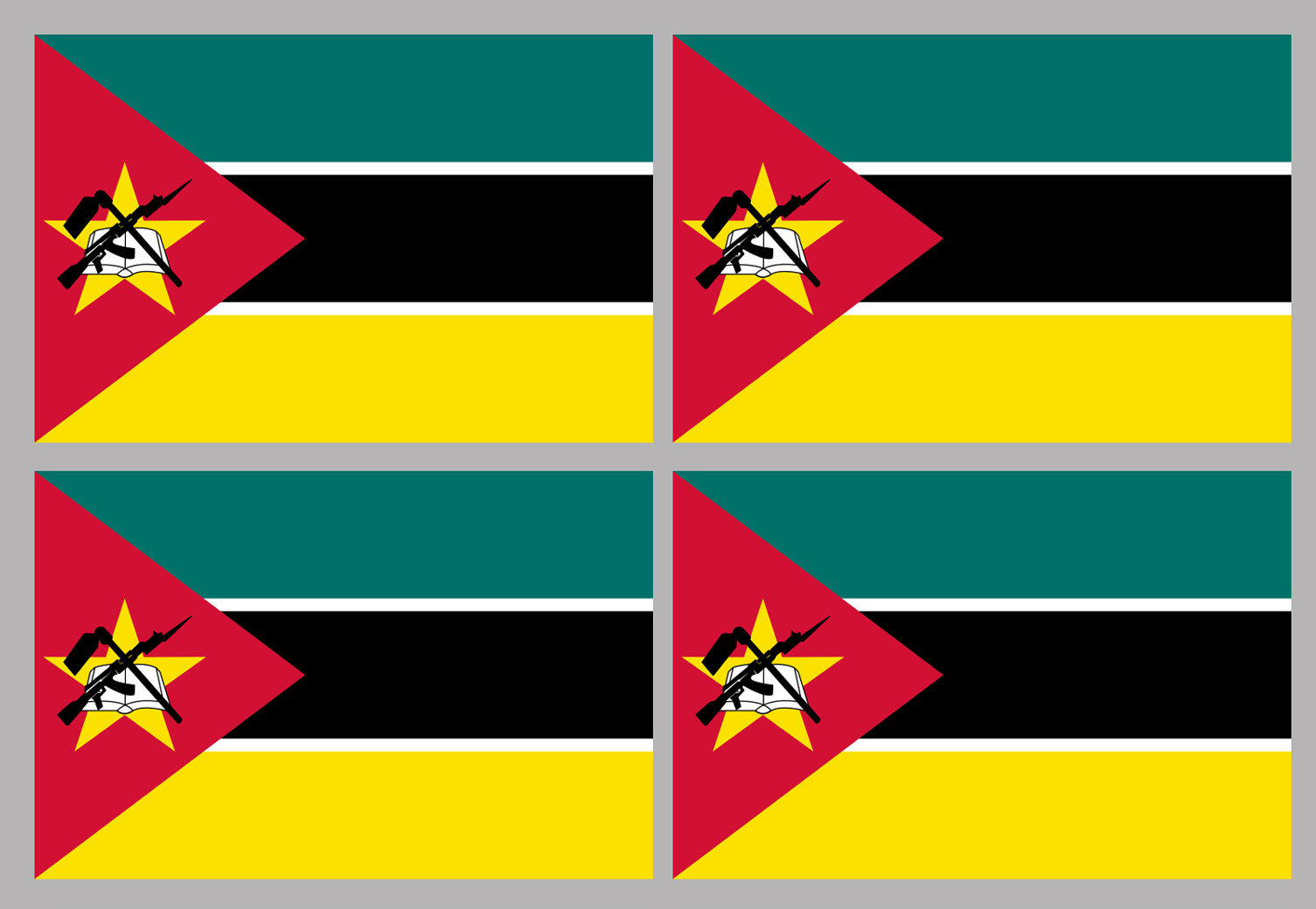 Drapeau Mozambique (4 fois 9.5x6.3cm) - Sticker/autocollant