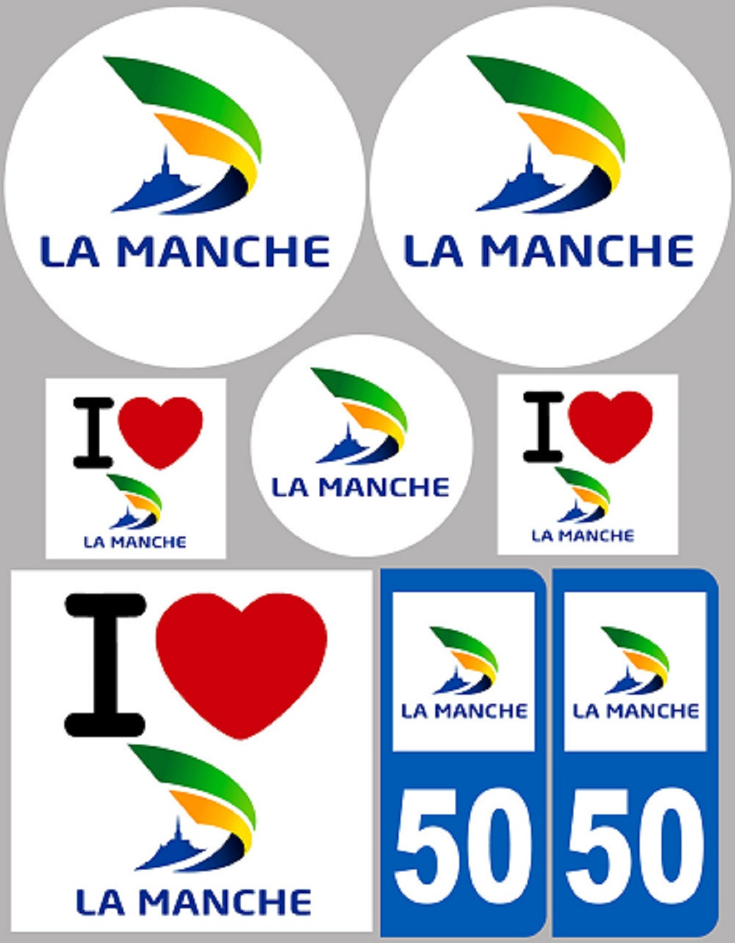 Manche (8 autocollants variés) - Sticker/autocollant