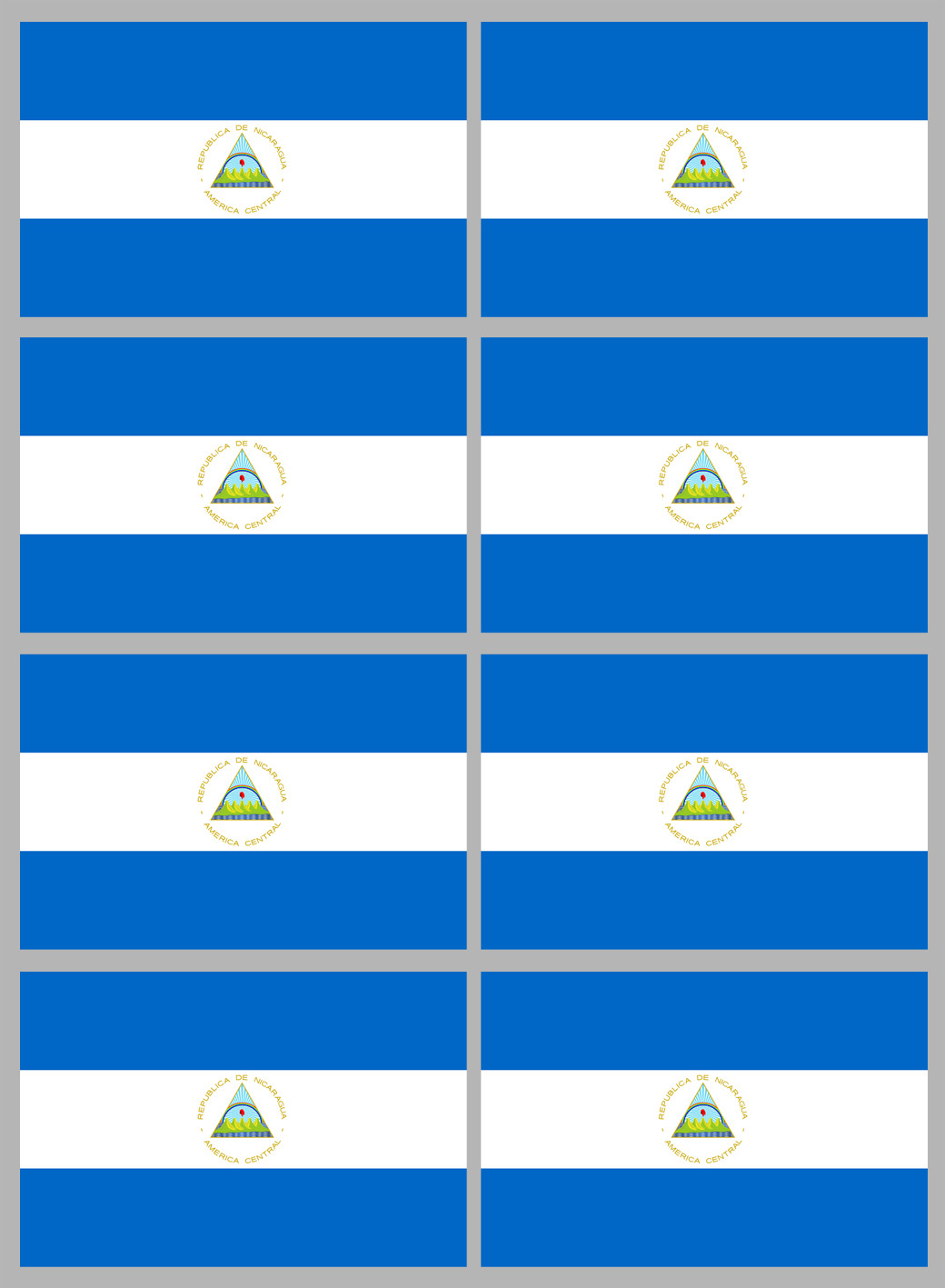 Drapeau Nicaragua (8 fois 9.5x6.3cm) - Sticker/autocollant