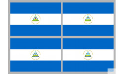 Drapeau Nicaragua (4 fois 9.5x6.3cm) - Sticker/autocollant