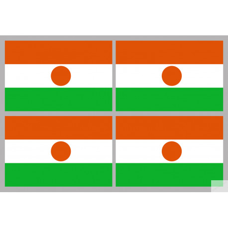 Drapeau Niger (4 fois 9.5x6.3cm) - Sticker/autocollant