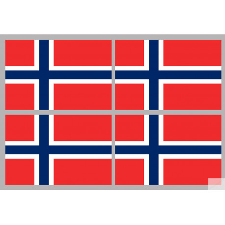 Drapeau Norvège (4 fois 9.5x6.3cm) - Sticker/autocollant