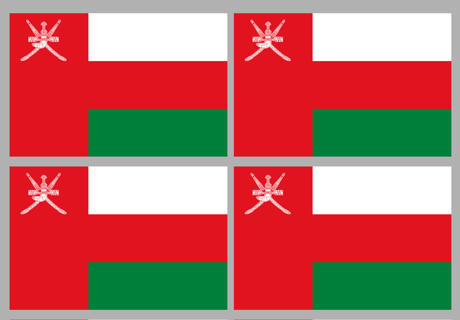 Drapeau Oman (4 fois 9.5x6.3cm) - Sticker/autocollant