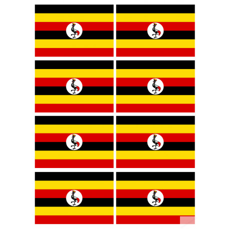 Drapeau Ouganda (8 fois 9.5x6.3cm) - Sticker/autocollant