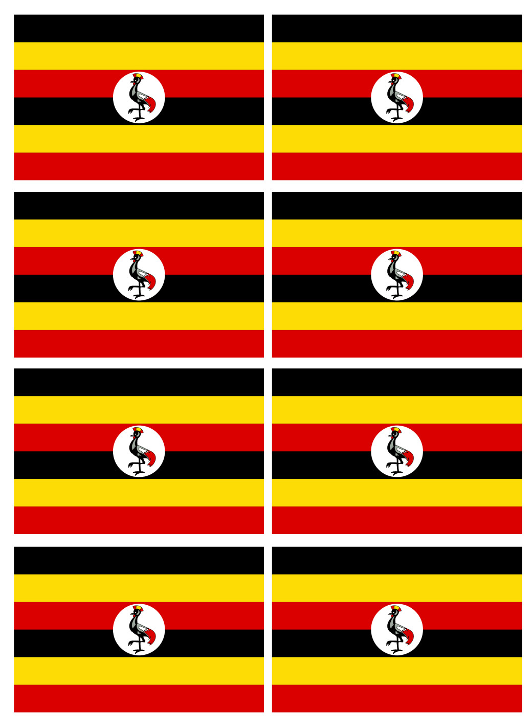 Drapeau Ouganda (8 fois 9.5x6.3cm) - Sticker/autocollant