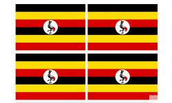 Drapeau Ouganda (4 fois 9.5x6.3cm) - Sticker/autocollant