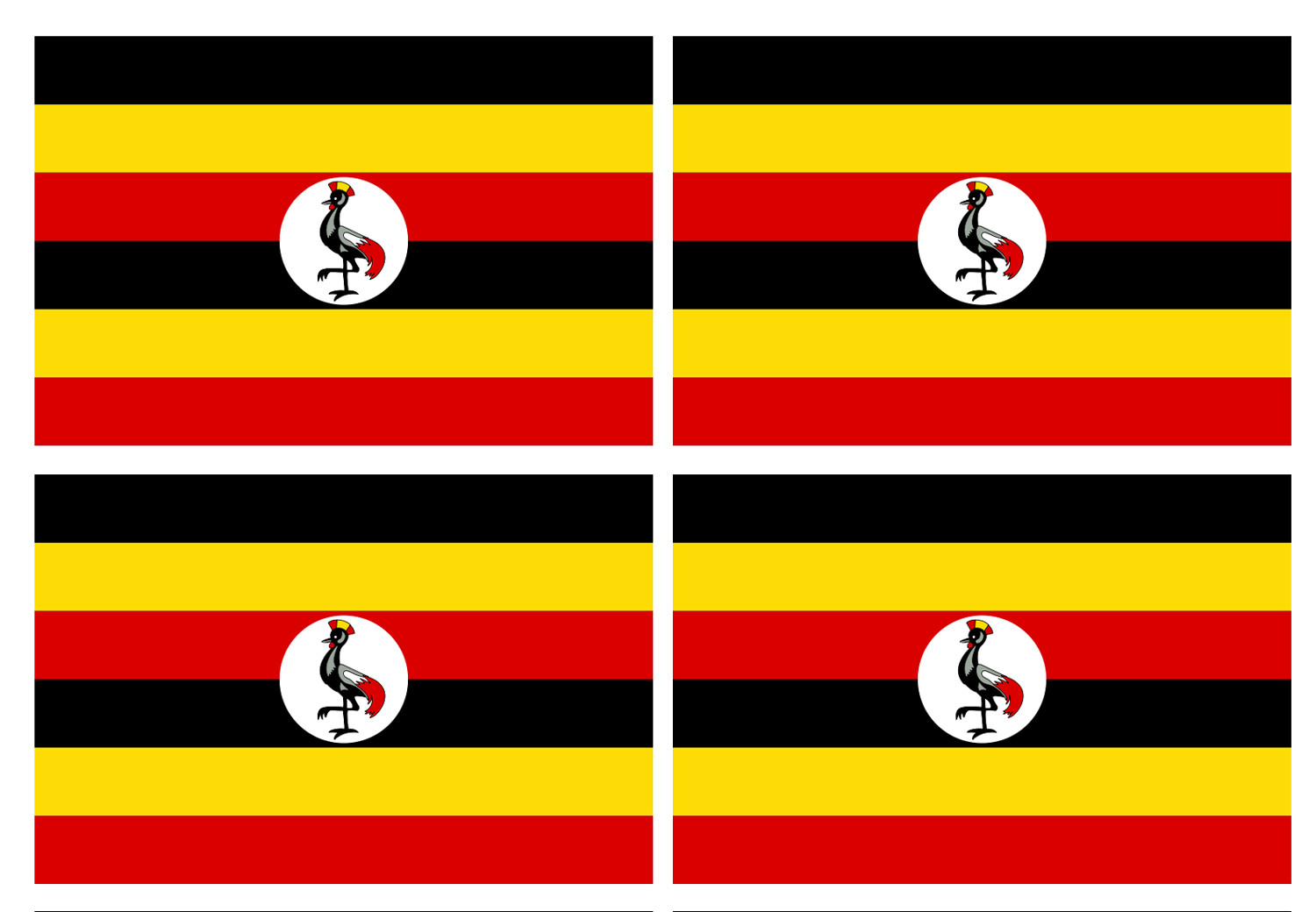 Drapeau Ouganda (4 fois 9.5x6.3cm) - Sticker/autocollant