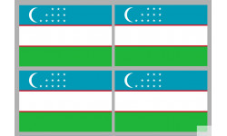 Drapeau Ouzbékistan (4 fois 9.5x6.3cm) - Sticker/autocollant