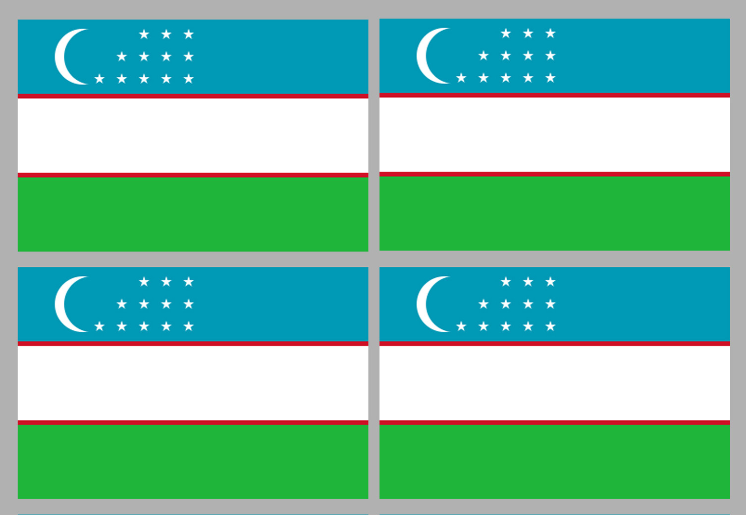 Drapeau Ouzbékistan (4 fois 9.5x6.3cm) - Sticker/autocollant