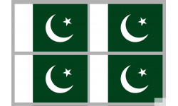 Drapeau Pakistan (4 fois 9.5x6.3cm) - Sticker/autocollant