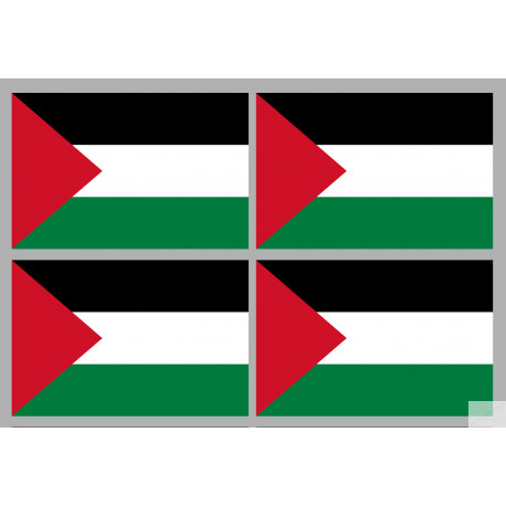 Drapeau Palestine (4 fois 9.5x6.3cm) - Sticker/autocollant