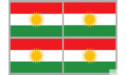 Drapeau Kurdistan (4 fois 9.5x6.3cm) - Sticker/autocollant