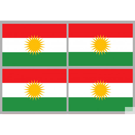 Drapeau Kurdistan (4 fois 9.5x6.3cm) - Sticker/autocollant