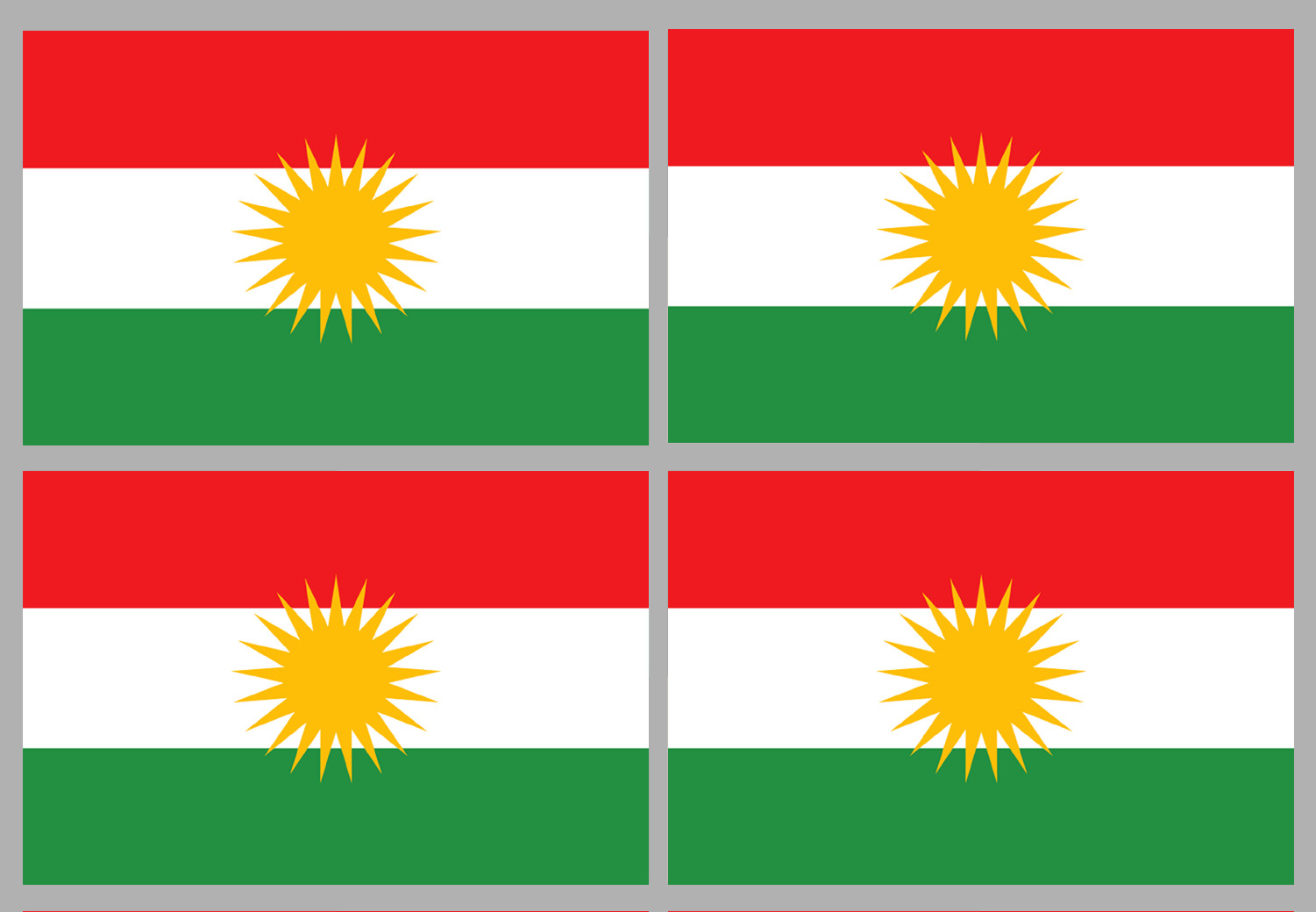 Drapeau Kurdistan (4 fois 9.5x6.3cm) - Sticker/autocollant