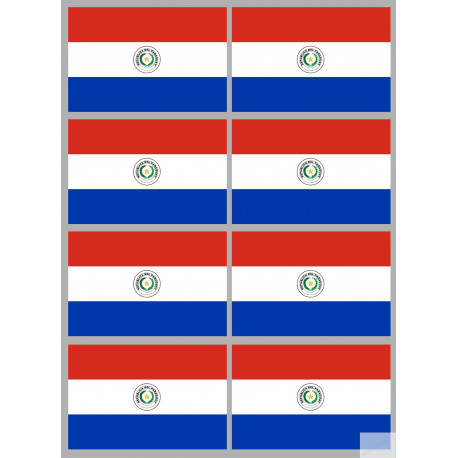 Drapeau Paraguay (8 fois 9.5x6.3cm) - Sticker/autocollant