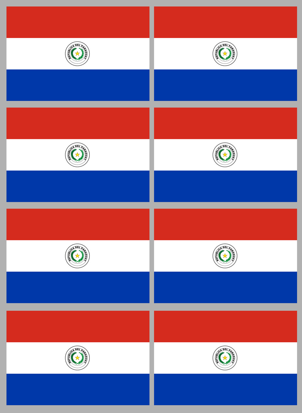 Drapeau Paraguay (8 fois 9.5x6.3cm) - Sticker/autocollant