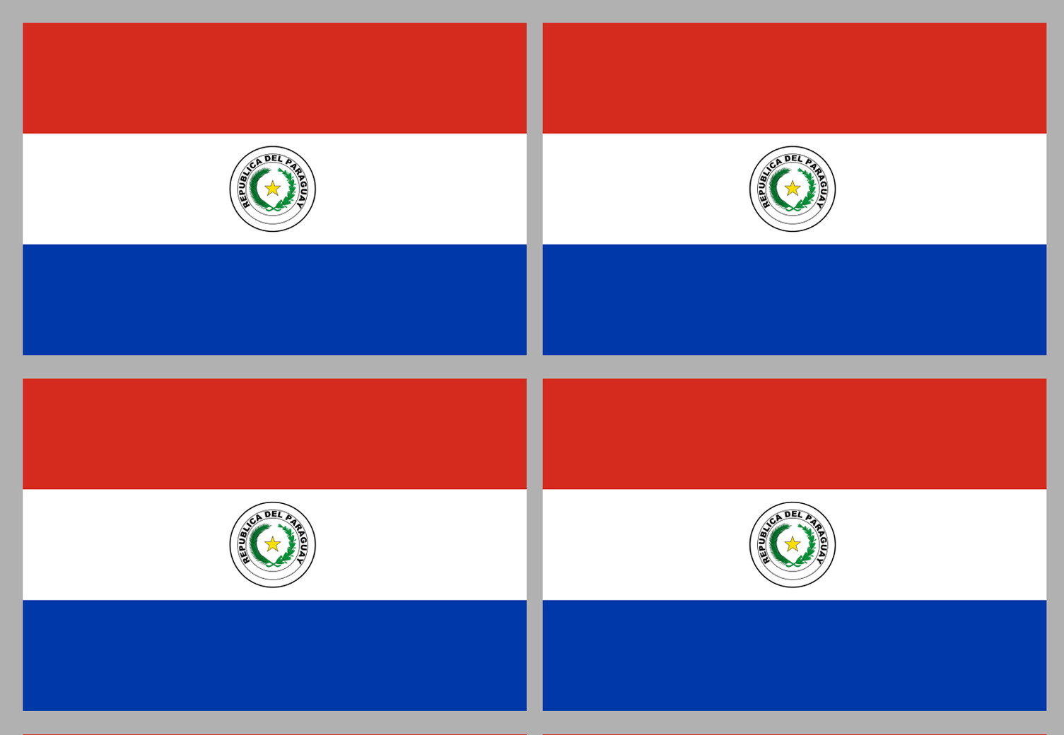 Drapeau Paraguay (4 fois 9.5x6.3cm) - Sticker/autocollant