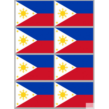 Drapeau Philippines (8 fois 9.5x6.3cm) - Sticker/autocollant