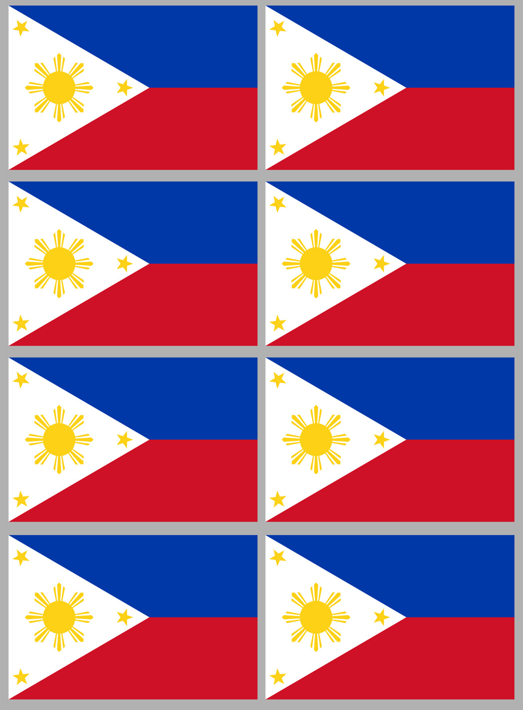 Drapeau Philippines (8 fois 9.5x6.3cm) - Sticker/autocollant