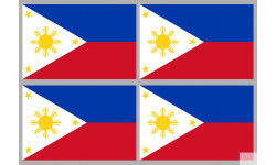 Drapeau Philippines (4 fois 9.5x6.3cm) - Sticker/autocollant