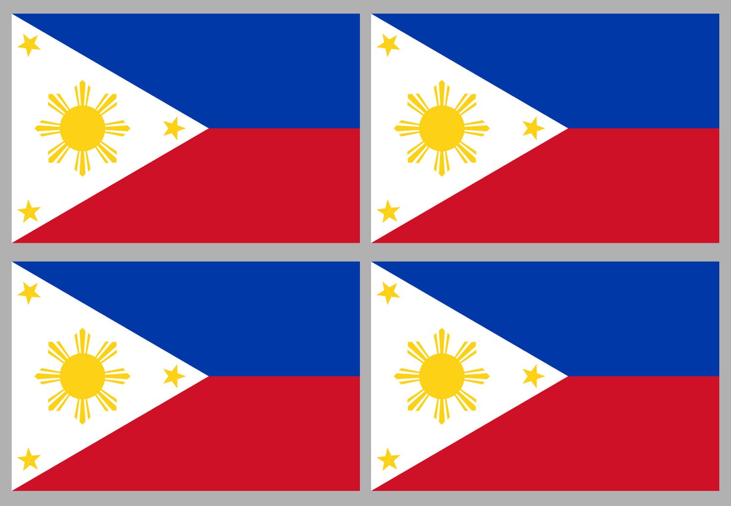 Drapeau Philippines (4 fois 9.5x6.3cm) - Sticker/autocollant