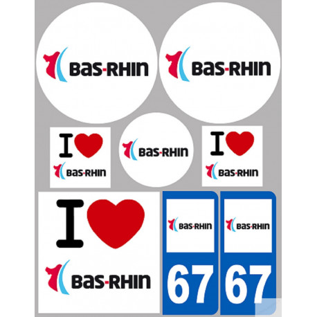 Bas-Rhin (8 autocollants variés) - Sticker/autocollant