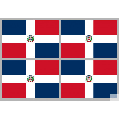 Drapeau République dominicaine (4 fois 9.5x6.3cm) - Sticker/autocollant