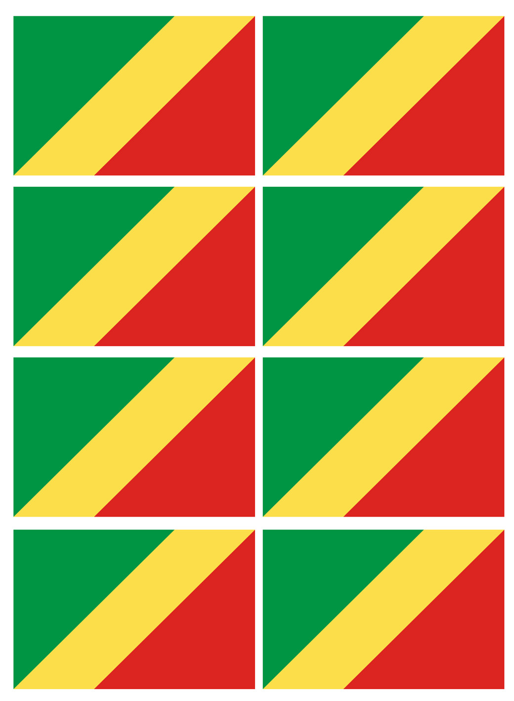 Drapeau République du Congo (8 fois 9.5x6.3cm) - Sticker/autocollant