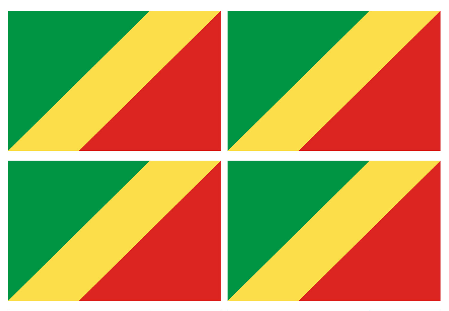 Drapeau République du Congo (4 fois 9.5x6.3cm) - Sticker/autocollant