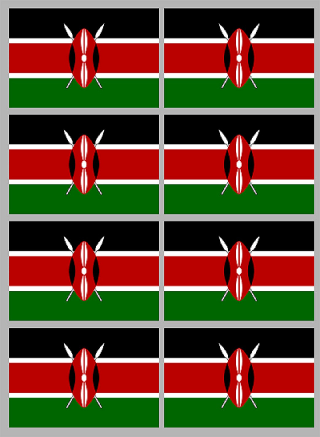 Drapeau Kenya (8 fois 9.5x6.3cm) - Sticker/autocollant