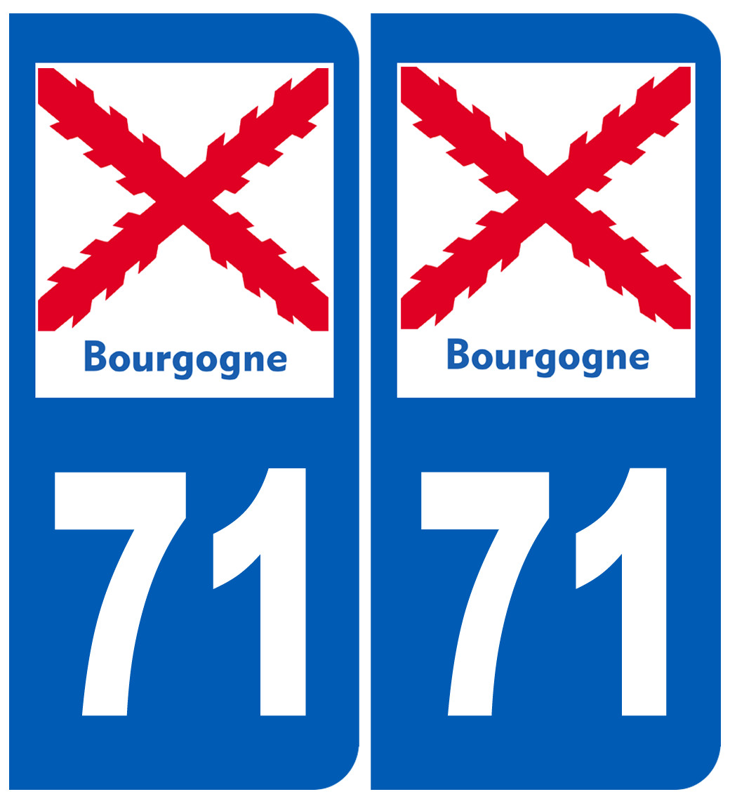 immatriculation 71 Bourgogne - Sticker/autocollant