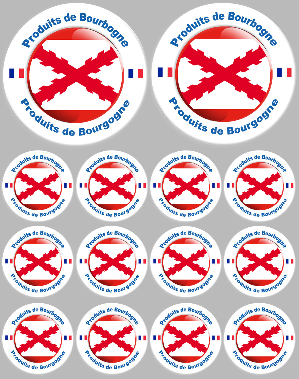 Planche Produits de Bourgogne - 2fois 10cm, 12fois 5cm - Sticker/autocollant