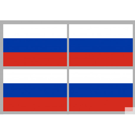 Drapeau Russie (4 fois 9.5x6.3cm) - Sticker/autocollant