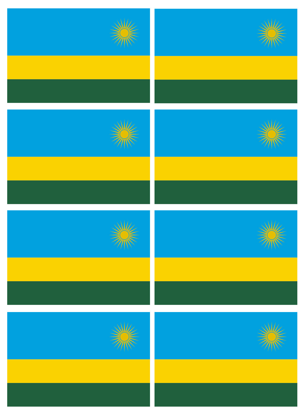 Drapeau Rwanda (8 fois 9.5x6.3cm) - Sticker/autocollant