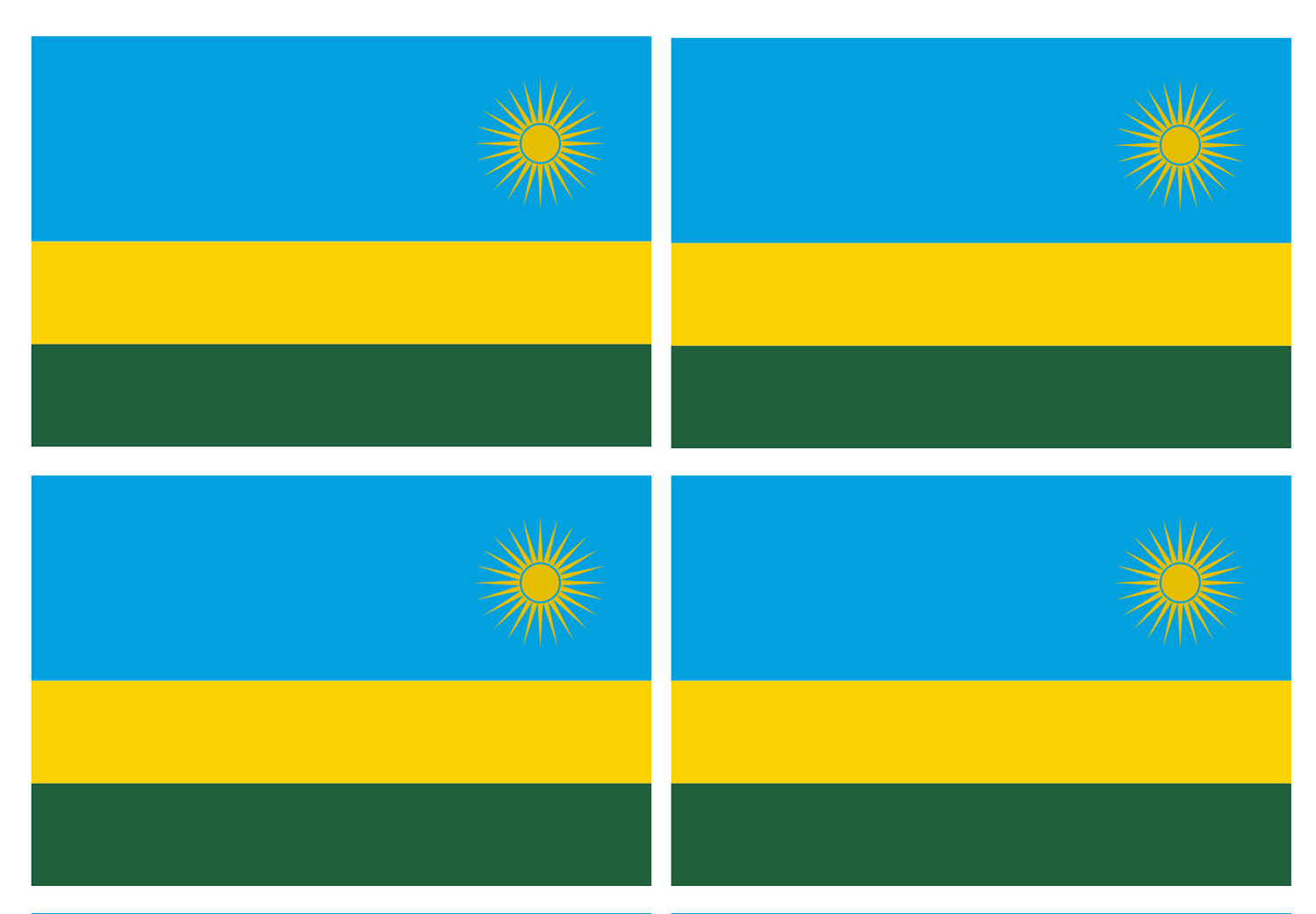 Drapeau Rwanda (4 fois 9.5x6.3cm) - Sticker/autocollant