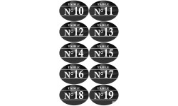 Numéros table de restaurant de 10 à 19 (10 fois 5x3.5cm) - Sticker/autocollant