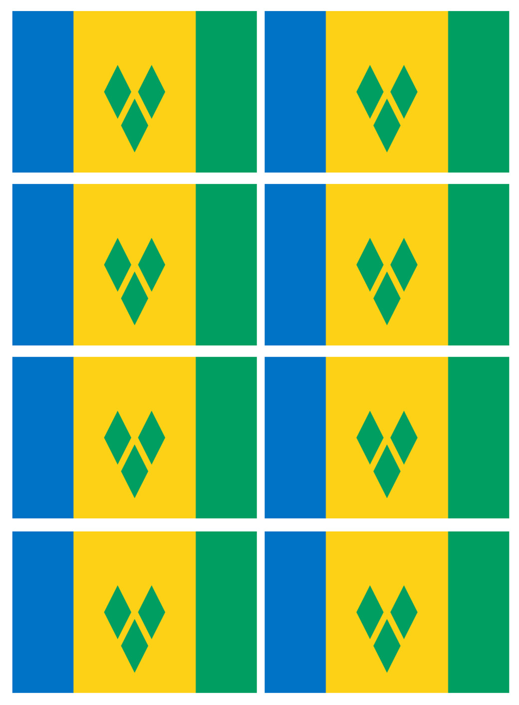 Saint-Vincent-et-les-Grenadines (8 fois 9.5x6.3cm) - Sticker/autocollant