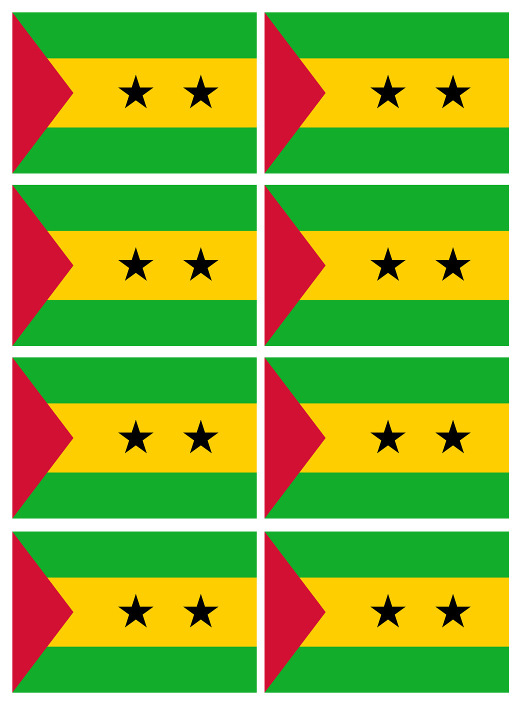 Drapeau Sao Tomé-et-Principe (8 fois 9.5x6.3cm) - Sticker/autocollant