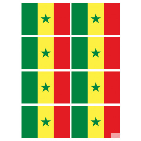 Drapeau Sénégal (8 fois 9.5x6.3cm) - Sticker/autocollant