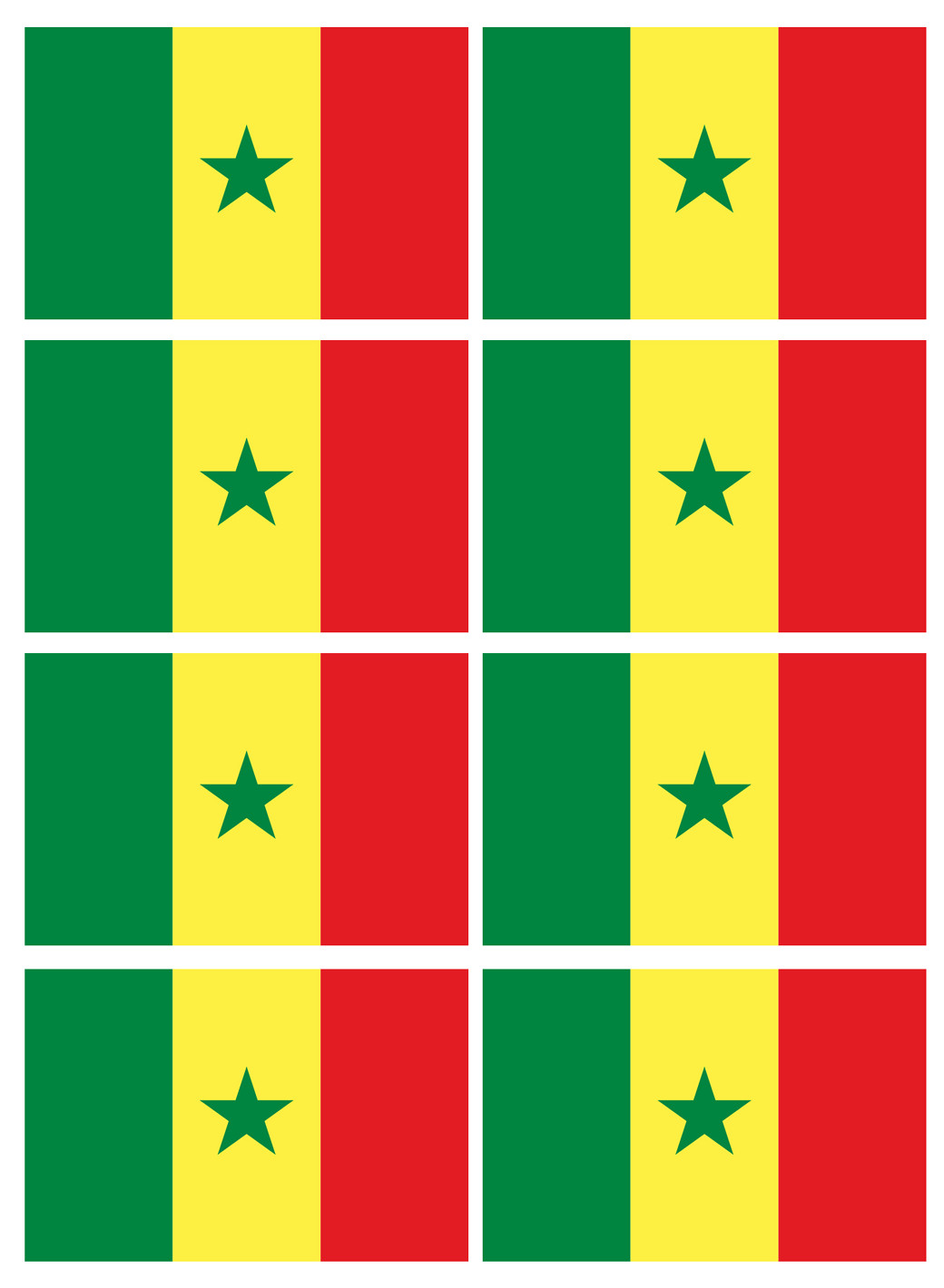 Drapeau Sénégal (8 fois 9.5x6.3cm) - Sticker/autocollant