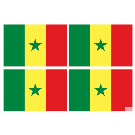 Drapeau Sénégal (4 fois 9.5x6.3cm) - Sticker/autocollant