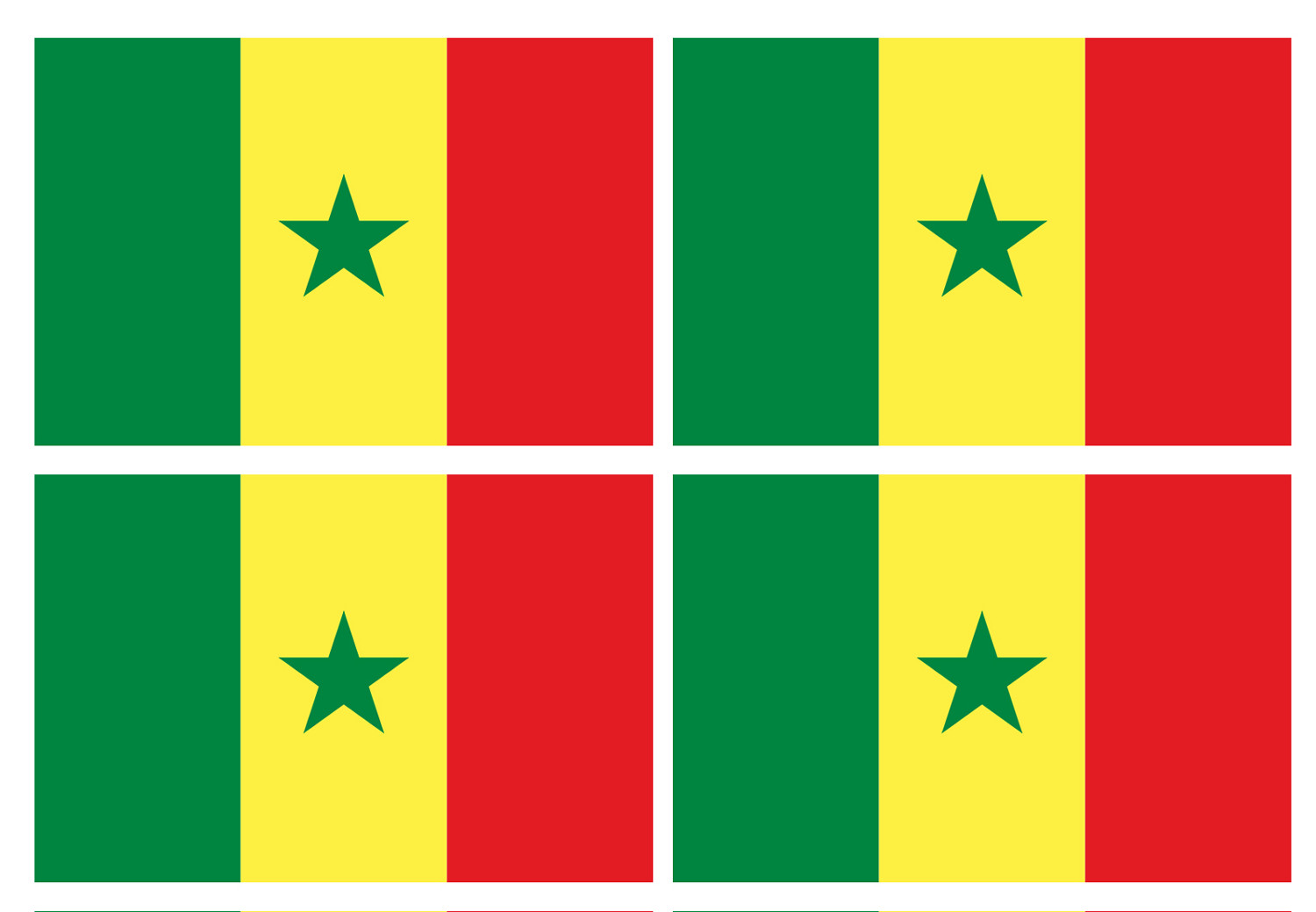 Drapeau Sénégal (4 fois 9.5x6.3cm) - Sticker/autocollant