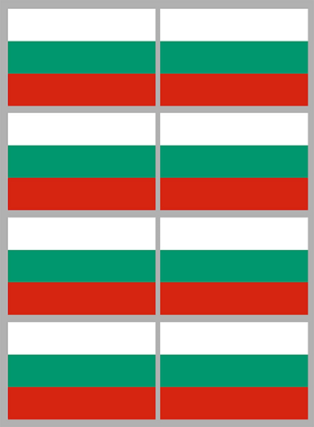 Drapeau Bulgarie - 8 stickers - 9.5 x 6.3 cm - Sticker/autocollant