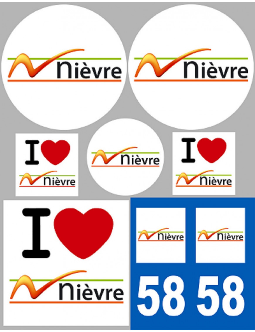 Nièvre (8 autocollants variés) - Sticker/autocollant