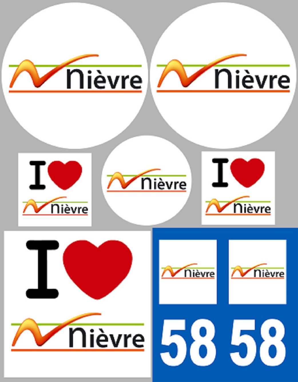 Nièvre (8 autocollants variés) - Sticker/autocollant