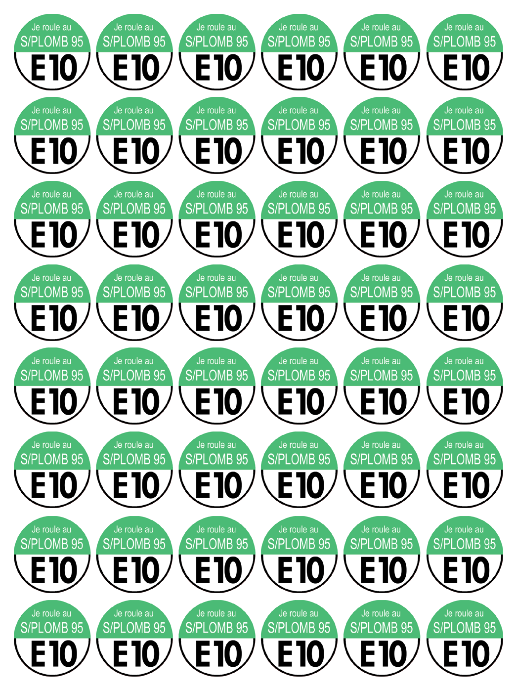 sans plomb 95 égal E10 (48fois 2.5x2.5cm) - Sticker/autocollant