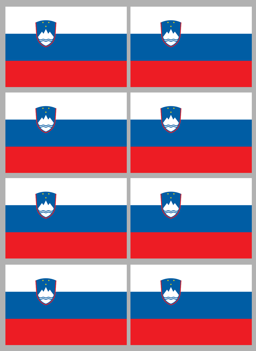 Drapeau Slovénie (8 stickers - 9.5 x 6.3 cm) - Sticker/autocollant