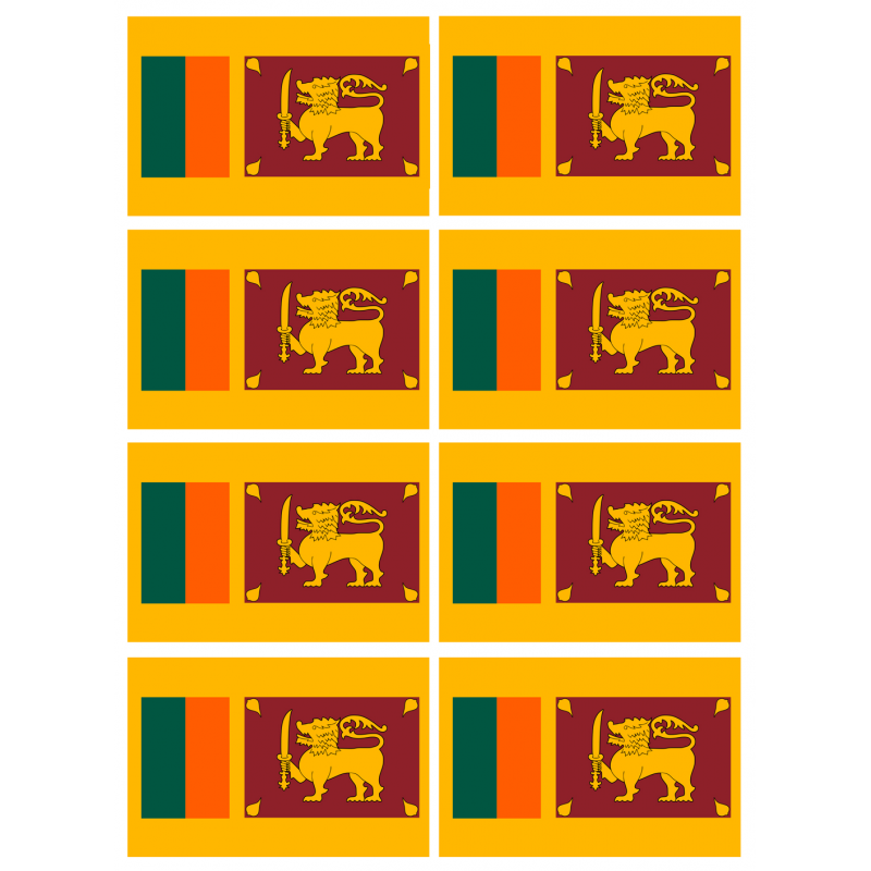 Drapeau Sri Lanka (8 stickers - 9.5 x 6.3 cm) - Sticker/autocollant