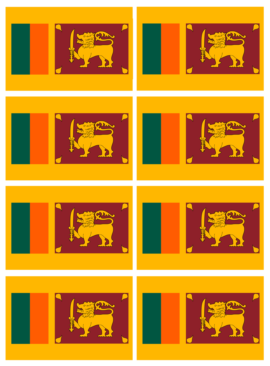 Drapeau Sri Lanka (8 stickers - 9.5 x 6.3 cm) - Sticker/autocollant