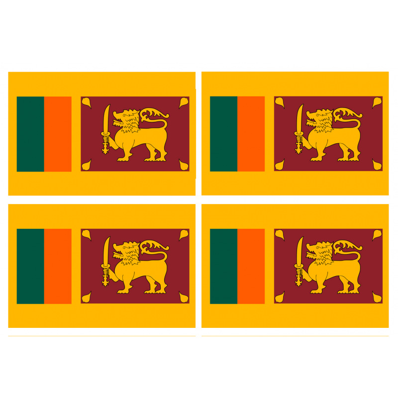 Drapeau Sri Lanka (4 stickers - 9.5 x 6.3 cm) - Sticker/autocollant